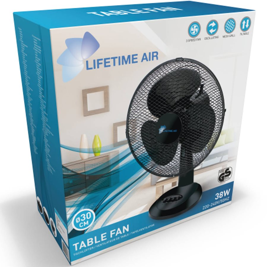 Lifetime Air Tafelventilator 38W Zwart