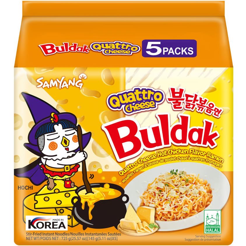 Buldak Noodles Quattro Cheese Hot Chicken 5 Pack