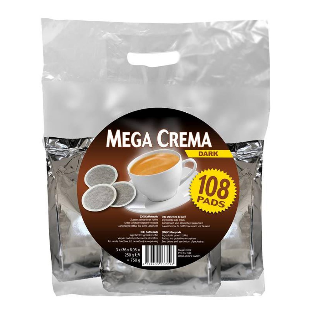 Mega Crema Dark 108 Koffiepads