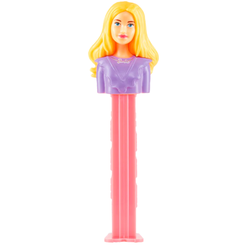 Pez Barbie Blond Haar Paars Shirt