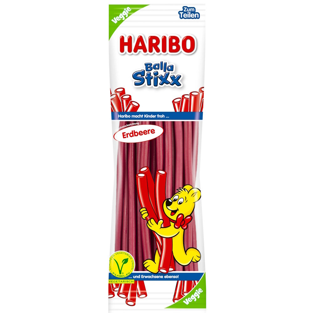 Haribo Balla Stixx Aardbei 200Gr