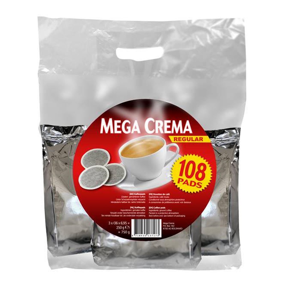 Mega Crema Regular 108 Koffiepads
