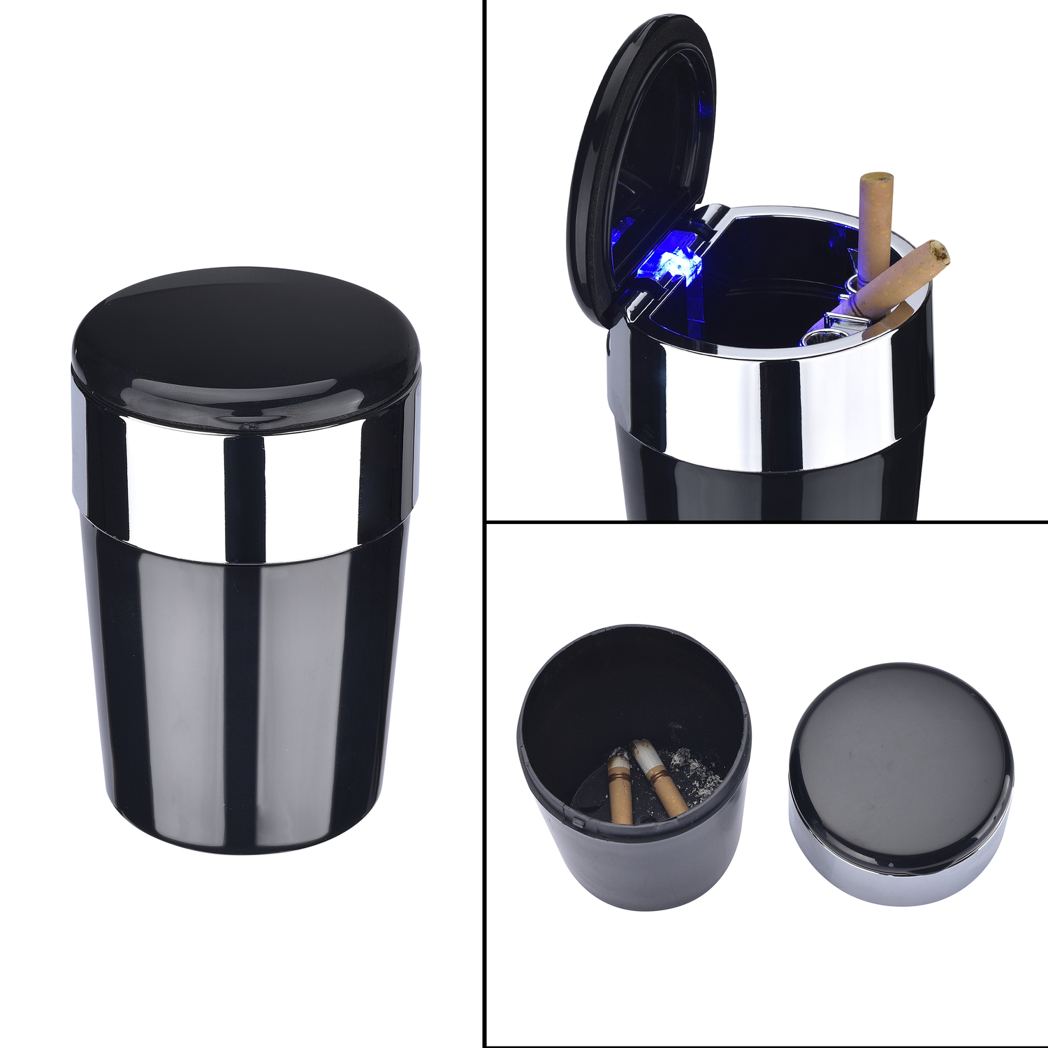 Champ Auto Asbak LED Grijs Zwart 1